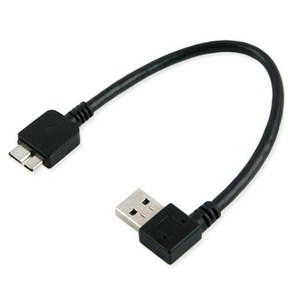 Coms USB 3.0 젠더 케이블 10cm USB 3.0 A 우측꺾임 꺽임 to 마이크로 B Mico B, 1개, ITA366