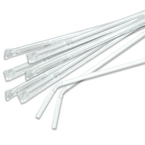 제이씨인터내셔널 개별포장 주름 자바라 빨대 흰색 투명 7 x 210 mm, 500개, 1개입