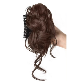 벨르슈브 풍성한 올림머리 잔머리 웨이브 집게핀 부분가발, 라이트브라운, 1개