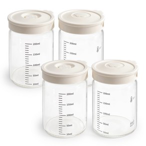 헬로키친 내열유리 실리콘캡 눈금 유리병, 4개, 200ml