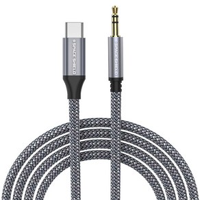 스페이스쉴드 3.5mm 3극 AUX to USB-C타입 이어폰 오디오 연장 케이블, 그레이, 1개, 2m