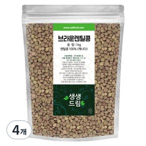 생생드림 브라운 렌틸콩, 1kg, 4개