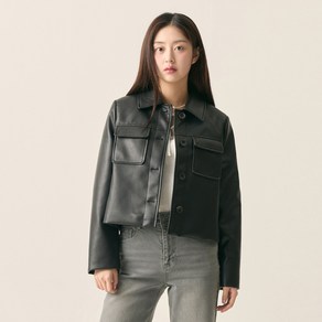 로엠 여성용 셔츠형 페이크 레더 자켓