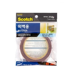 3M 스카치 외벽용 폼 양면테이프 18mm x 3m, 1개