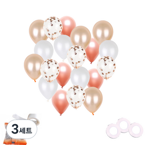 파티쇼 헬륨풍선 효과 천장 혼합풍선세트, 펄 로즈골드, 컨페티 로즈골드, 펄 화이트, 펄 피치, 3세트