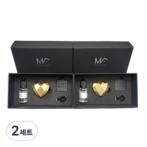 엠퓨처 차량용 하트 방향제 매트 골드 2p + 오일 15ml x 2p + 3cm 클립 2p + 오일솜 2p