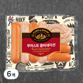 사조 부어스트콤비네이션 소시지, 385g, 6개