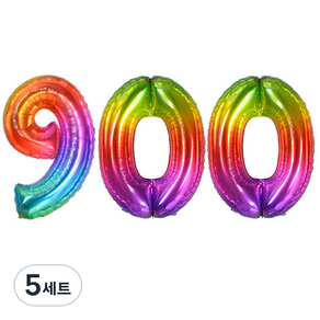 조이파티 숫자 은박풍선 레인보우 대 900, 혼합색상, 5세트