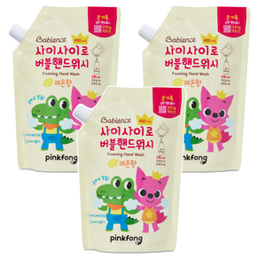 베비언스 핑크퐁 버블핸드워시 대용량 캡 리필 레몬향, 450ml, 3개
