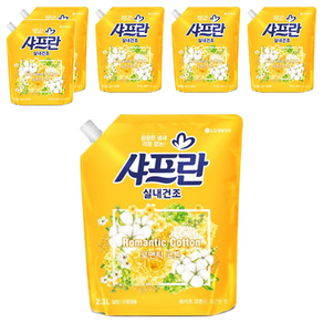 샤프란 실내건조 섬유유연제 로맨틱 코튼 리필, 2.3L, 6개
