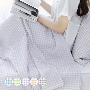 아망떼 허니듀 체크 시어서커 리플 홑이불, 해피라벤더