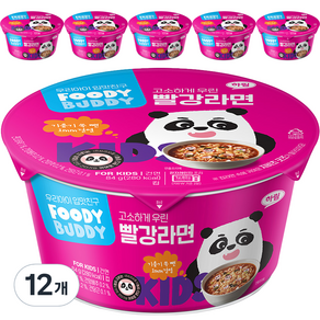 푸디버디 빨강 컵라면 84g, 12개