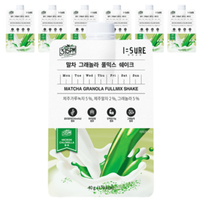 아이슈어 3시15분 말차 그래놀라 풀믹스 쉐이크 파우치, 40g, 7개