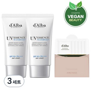 달바 워터풀 에센스 선크림 SPF50+PA++++ 50ml 2개 + 밸런싱 비건 젤 클렌저 15ml, 3세트