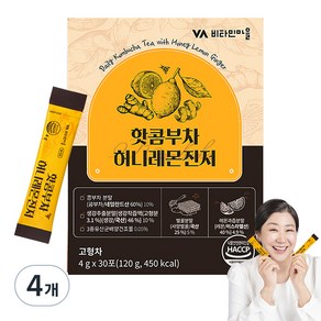 비타민마을 허니레몬진저 핫 콤부차, 4g, 30개입, 4개