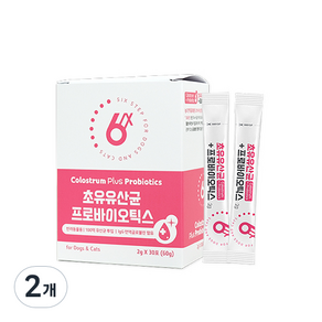 식스스텝 반려동물 초유 영양제 30p, 장건강/유산균, 60g, 2개