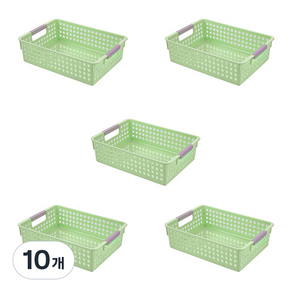 더자카 파스텔 다용도 수납바구니 M, 그린, 10개