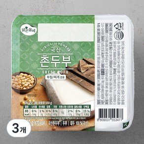 맑은물에 국산콩 100% 촌두부, 550g, 3개