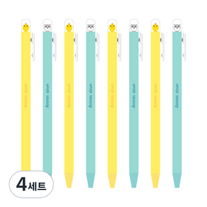 더오픈하우스 숨바꼭질 애니멀 젤펜 74-0492 0.5mm 2종 x 4p 세트, 블루, 옐로우, 4세트