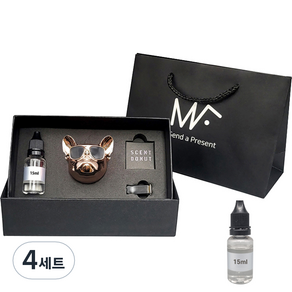 엠퓨처 불독 차량용 방향제 로즈브론즈 + 클린코튼오일 15ml 2p + 선물 쇼핑백 대표, 4세트, 파우더/비누향