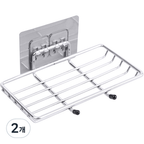 생활공식 스테인리스 무타공 비누받침대, 실버, 2개