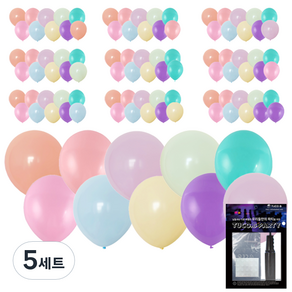 투코비 30cm 마카롱 라운드 풍선 100p + 손펌프 + 고정테이프, 혼합색상, 5세트