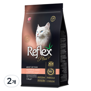 Reflex 고양이 플러스 안티헤어볼 건식사료, 연어, 1.5kg, 2개