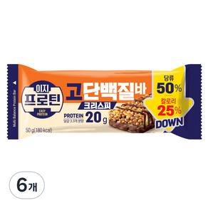 롯데웰푸드 이지프로틴 고단백질바 크리스피, 50g, 6개