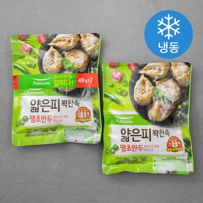 풀무원 얇은피 꽉찬속 땡초만두 (냉동), 400g, 2개