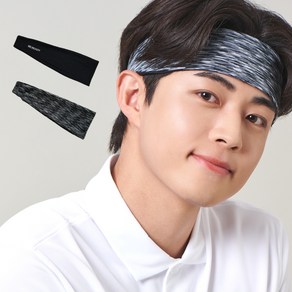 리레디 엑티브 스포츠 헤어밴드 2p, 블랙 + 스톤블렌드, 1개
