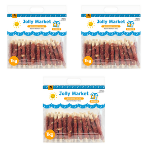 졸리마켓 강아지 대용량 육포 수제 간식, 오리우유껌, 1kg, 3개