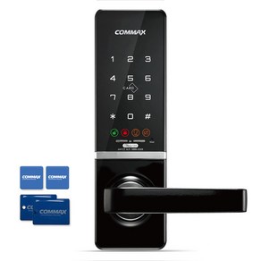 COMMAX 스마트 무타공 손잡이 있음 도어락 + 카드키 4p 세트 CDL-515M, 고객직접설치