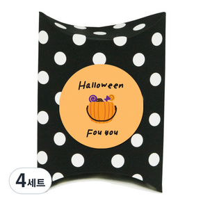 도나앤데코 아주작은반달상자 블랙도트30p + 할로윈 아기자기 halloween fo you 4cm스티커 30p, 4세트