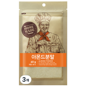 [큐원] 홈메이드 아몬드 분말, 60g, 3개