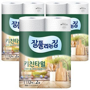잘풀리는집 천연펄프 키친타월, 110매, 6개
