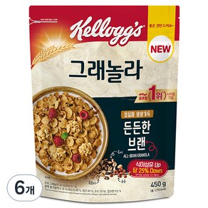 켈로그 든든한 브랜 그래놀라 시리얼, 450g, 6개