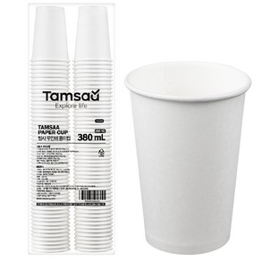 탐사 고평량 종이컵 무인쇄 380ml, 1개입, 100개