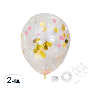 파티팡 컨페티벌룬 로즈골드 30cm 50p + 컬링리본50m + 양면테이프50p, 혼합 색상, 2세트