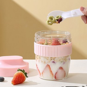 사라사 오트밀 요거트컵 밀프랩 1단 570ml, 핑크, 1개