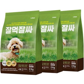 강아지 잘먹잘싸 전연령 애견 건식사료, 연어, 2kg, 3개