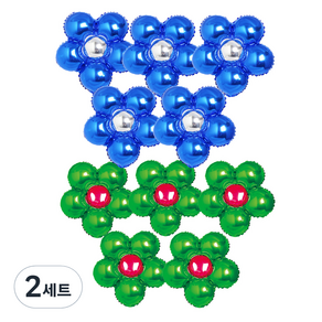 파티쇼 플라워 은박 풍선 블루 5p + 그린 5p