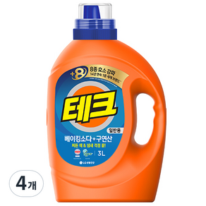 [비건라이프] 테크 베이킹소다 플러스 구연산 일반용 액체세제 본품, 3L, 4개