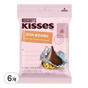 키세스 허쉬 크리미 밀크아몬드 초콜릿, 52g, 6개