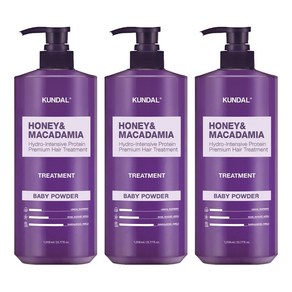 쿤달 허니 앤 마카다미아 헤어 트리트먼트 베이비파우더향, 1058ml, 3개