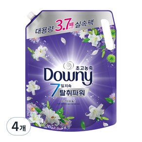 다우니 7일 탈취파워 초고농축 섬유유연제 화이트티와 릴리 리필, 2.6L, 4개