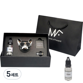 엠퓨처 불독 차량용 방향제 실버 + 클린코튼오일 15ml 2p + 선물 쇼핑백 대표, 5세트, 파우더/비누향