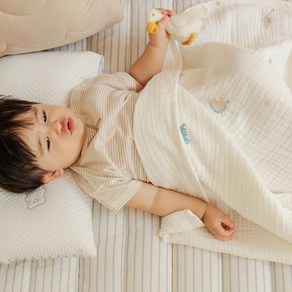 바미블랑 유아용 올시즌 듀얼 100수 순면 듀라론 냉감 낮잠패드 + 사계절 디노디노 3중 블랭킷 세트, 드리밍(낮잠패드), 화이트(블랭킷)