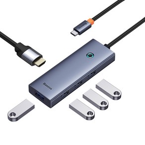 베이스어스 5in1 C타입 Hdmi 4K 스마트 미러링 원터치스크린 멀티허브 HDMI+USB3.0*4