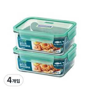 글라스락 찬따로 캡따로 직사각 밀폐용기 해산물반찬용 1100ml, 4개, 본품 2p