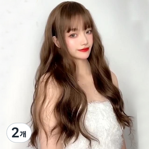 하이유니 웨이브 펌 정수리 탑커버 헤어피스 50cm, 쿨브라운, 2개